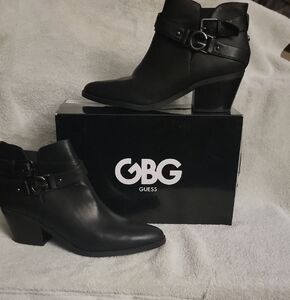 G by Guess Black Ankle Booties with Decorative Strap